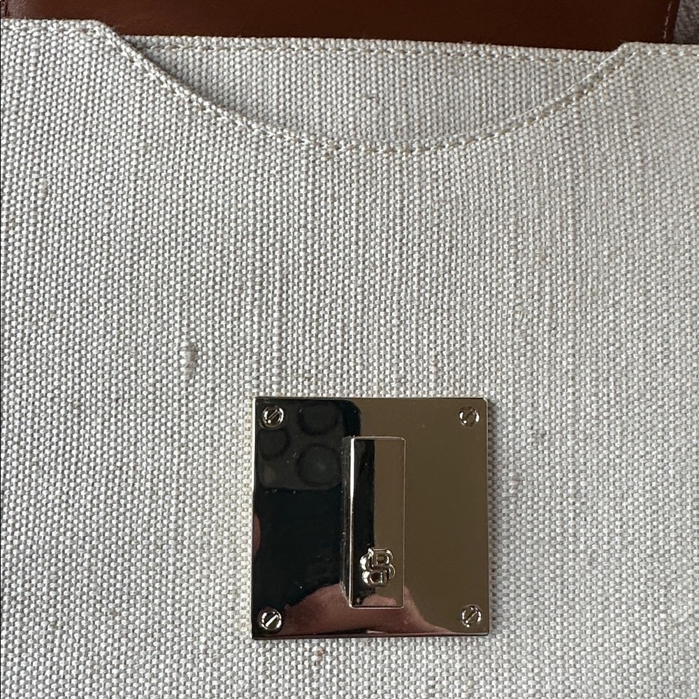 BOSS SADDLE BAG WITH LEATHER TRIMS Elegant Cream and Brown Women's Bag Sold out! - Picture 10 of 11